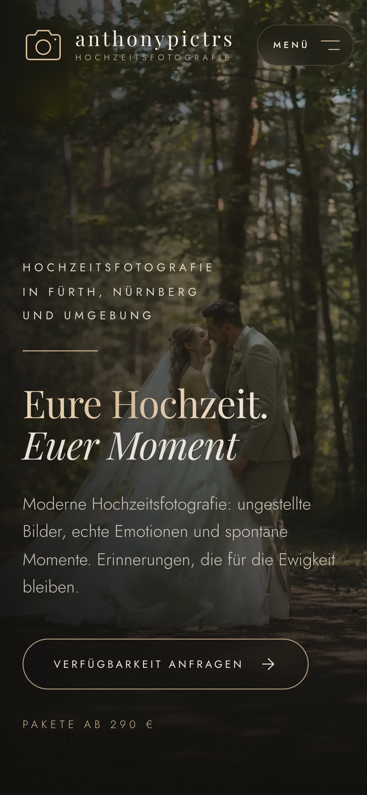 Website von Anthony Pictrs auf dem Smartphone