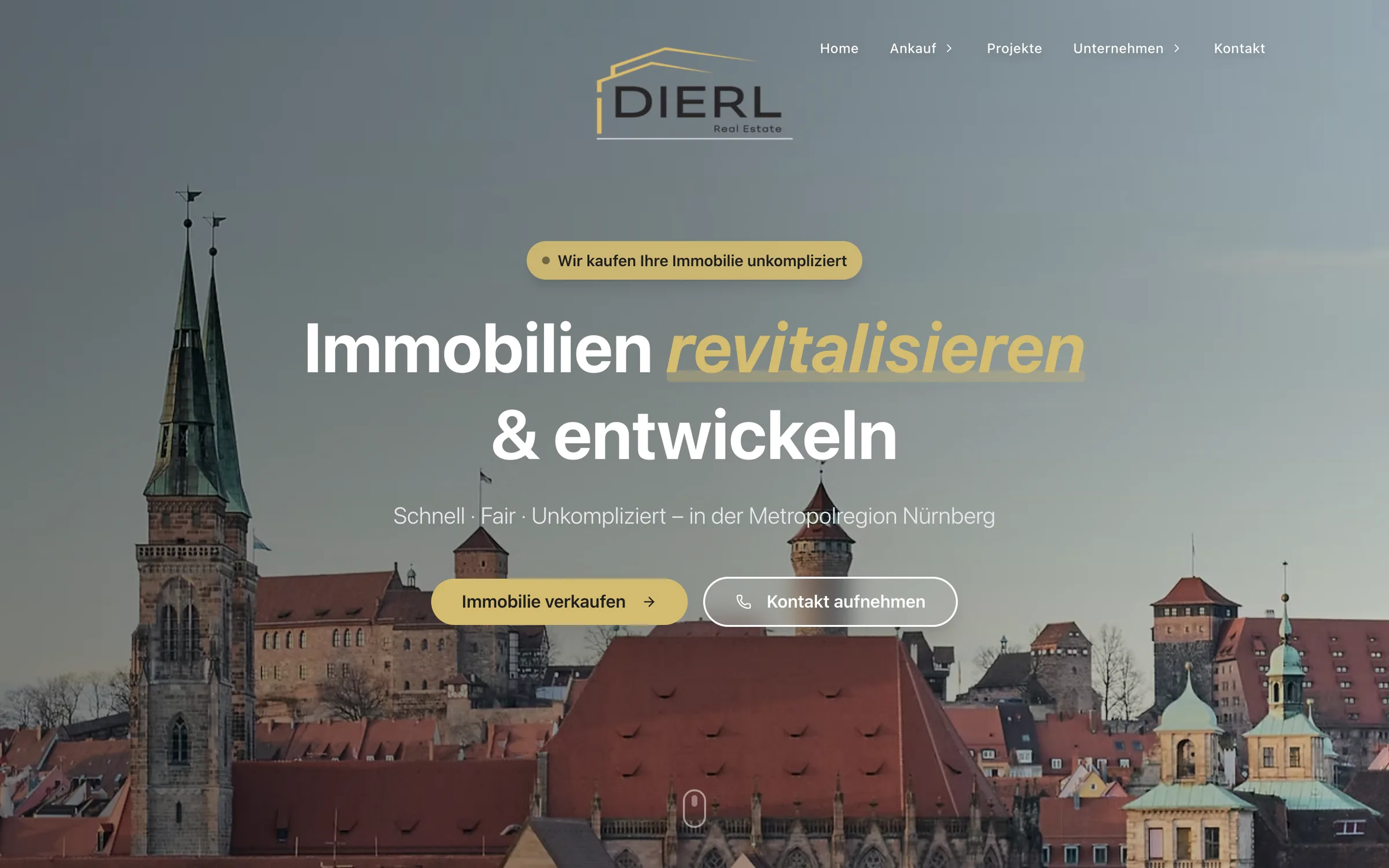 Startseite der Website von Dierl Real Estate