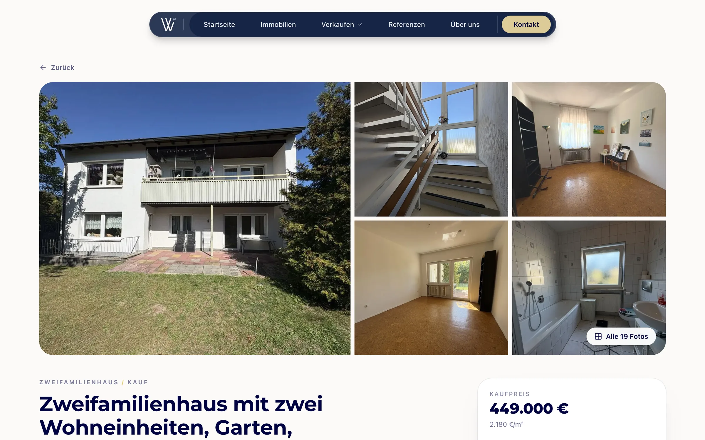 Exposé einer Immobilie auf der Website von W² Immobilien