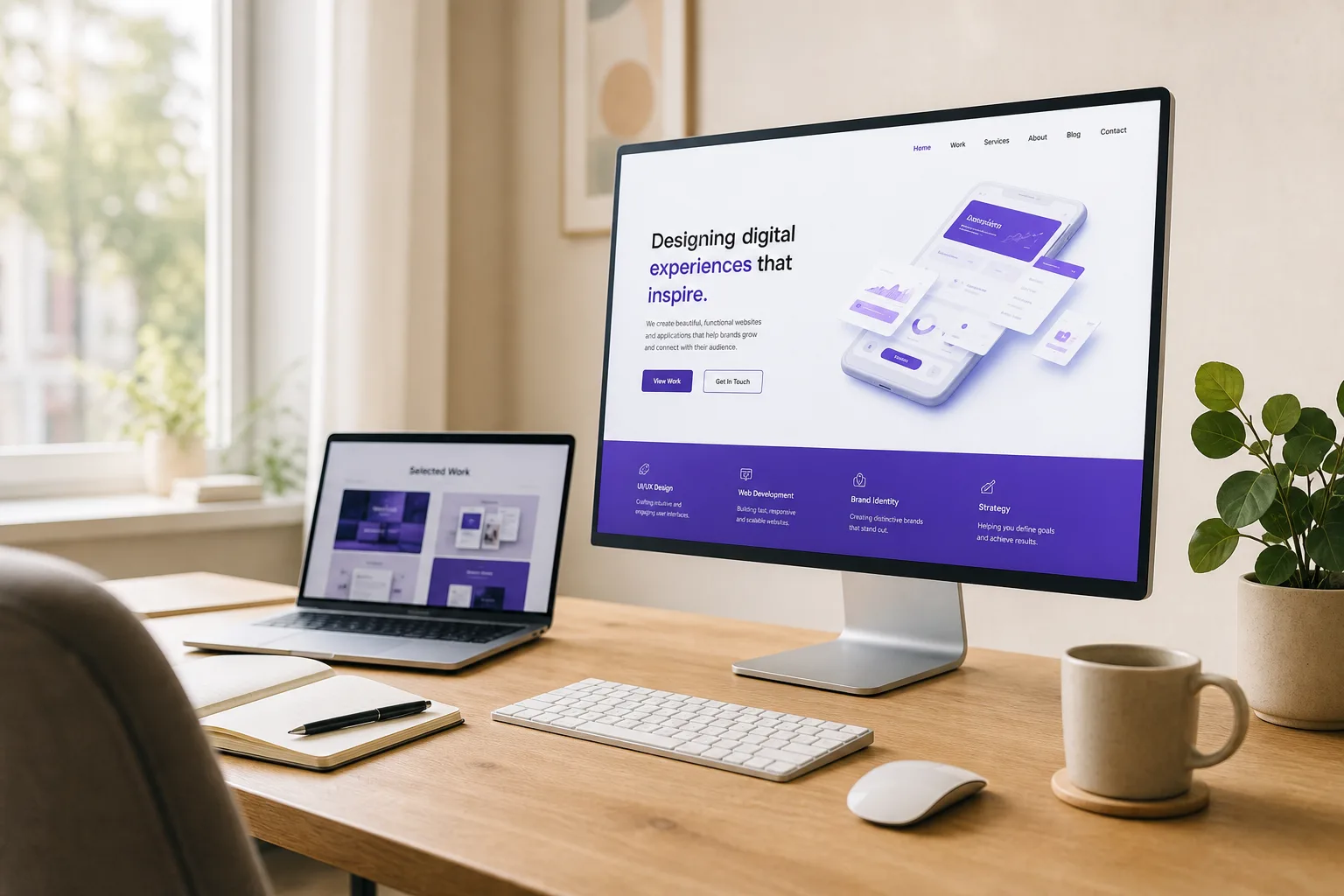 Moderner Arbeitsplatz für Webentwicklung und Webdesign
